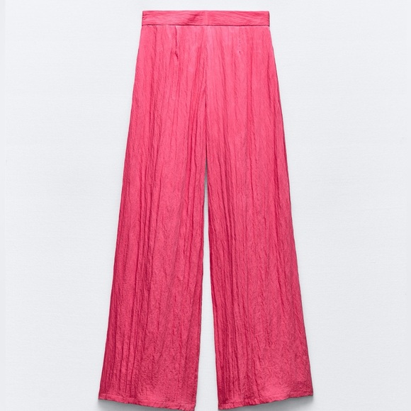 Zara Pants - Zara chrome pink wide leg trousers NWOT